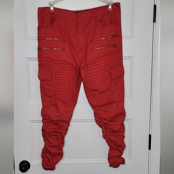 Mens Blac Lacquer Red Pants Size L - Picture 1 of 5